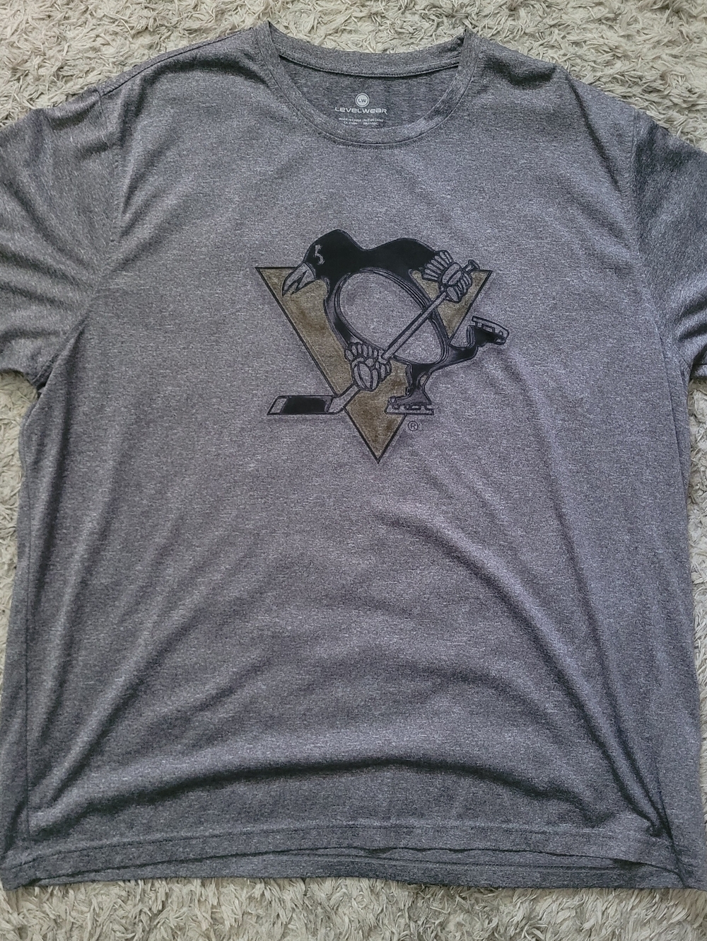 Pittsburgh Penguins Heather Gray Logo Tee-Mens XXL